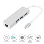 Adaptateur Hub USB TYPE C Mâle convertisseur vers 3 Ports USB 3.0 et RJ45 Gigabit Ethernet (10/100/1000M) pour MacBook Adaptateur Hub USB TYPE C Mâle convertisseur vers 3 Ports USB 3.0 et RJ45 Gigabit Ethernet (10/100/1000M) pour MacBook