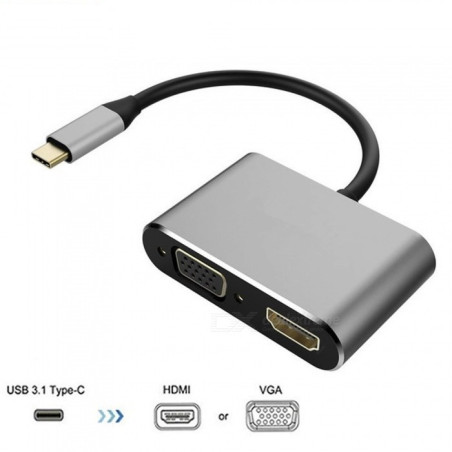 ADAPTATEUR USB TYPE C TO VGA ET HDMI
