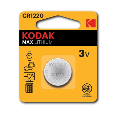 Pile Bouton KODAK Max CR1220 Lithium 3V