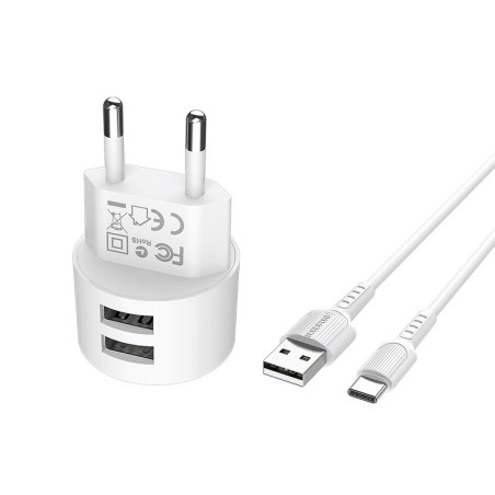 CHARGEUR BOROFONE BA23A 2.4A 2 USB