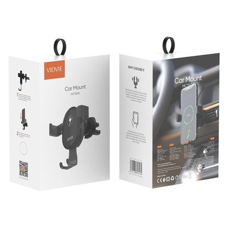 SUPPORT VOITURE VIDVIE AVEC CHARGEUR SANS FIL 15W (HC1506)