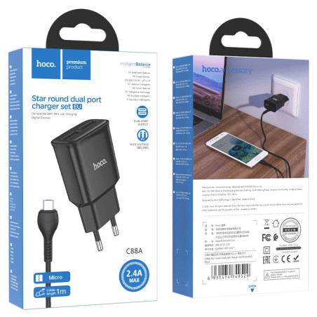 CHARGEUR HOCO MICRO 2 PORTS USB