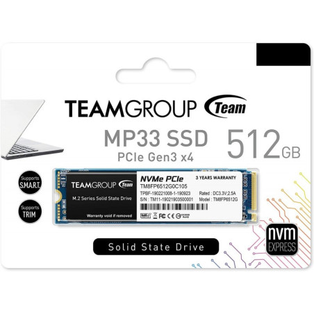 DISQUE DUR INTERNE M.2 SSD NVME TEAMGROUPE MP33 SSD 512G