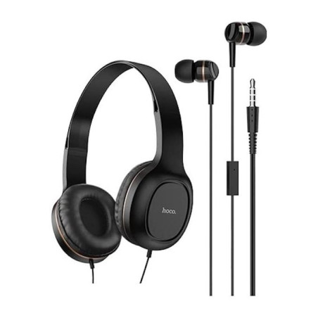 PACK HOCO W24 2EN1 CASQUE FILAIRE ET ECOUTEURS MP3