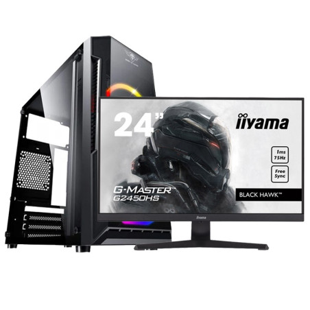 PC BUREAU GAMING RYZEN 5 3600 8GB 3200MHZ PNY GTX 1650 240 SSD + ECRAN IIYAMA 23.8" 75HZ