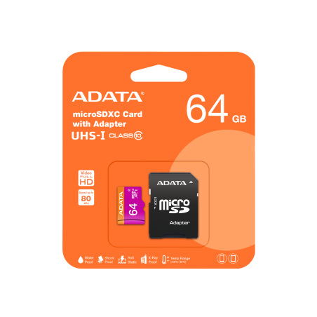 CARTE MÉMOIRE ADATA 64GO CLASS 10 + ADAPTATEUR