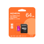 CARTE MÉMOIRE ADATA 64GO CLASS 10 + ADAPTATEUR