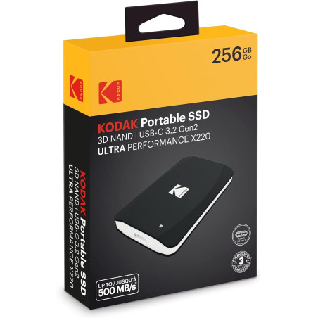 DISQUE SSD KODAK EXTERNE 256G X220 GEN2 USB 3.2