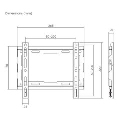 SUPPORT MURAL POUR TE LEVISEUR SBOX PLB-2222F / 23"-42" (45KG)