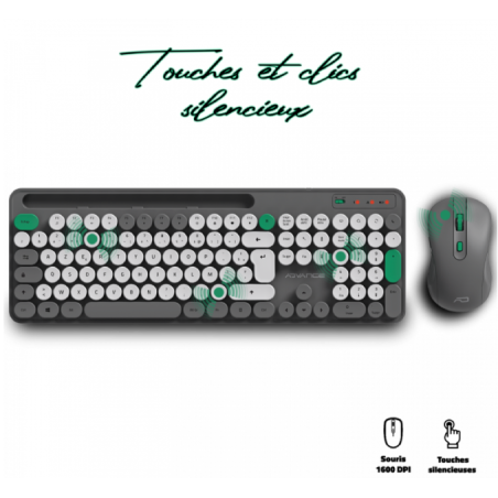 COMBO ADVANCE ELITE PEPS SOURIS + CLAVIER SANS FIL / GRIS