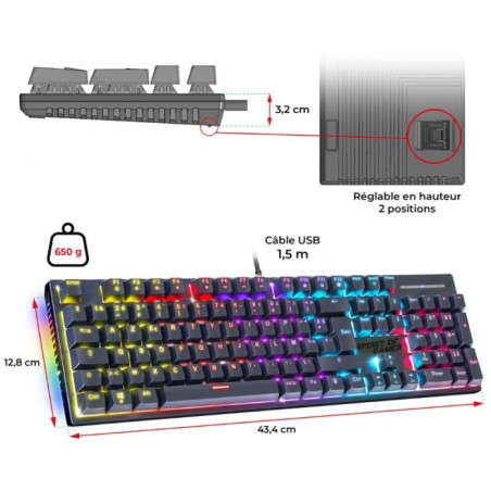 CLAVIER GAMER FILAIRE SPIRIT OF GAMER XPERT-K250 RGB SWITCH ROUGE