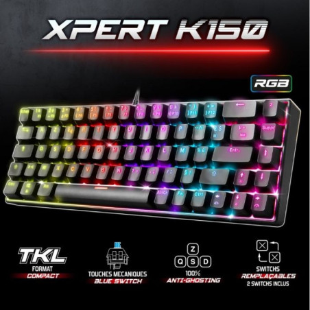CLAVIER GAMER SPIRIT OF GAMER XPERT K150 RGB SWITCH BLEU-NOIR