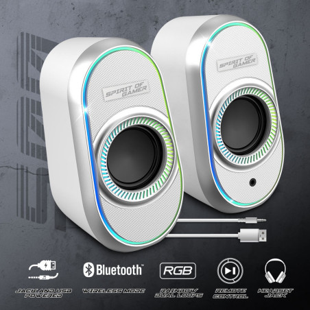 Haut-parleur Gamer Sans Fil SPIRIT OF GAMER Fanatic 500 RGB - Blanc