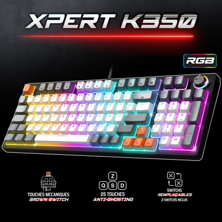 CLAVIER SANS FIL XPERET-K350 SPIRIT OF GAMER (Blanc)