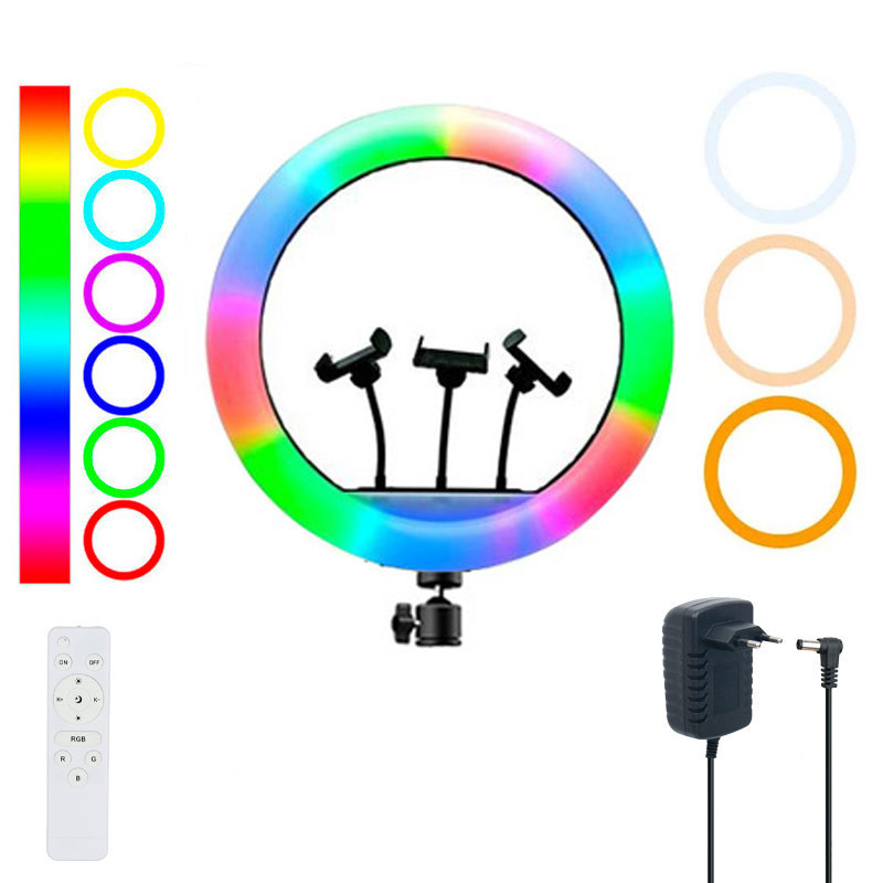 RING LIGHT PROFESSIONNEL LED RGB 56CM (MJ56)