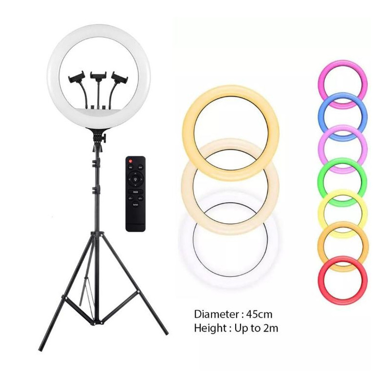 RING LIGHT PROFESSIONNEL LED RGB 45CM (MJ45) RING LIGHT PROFESSIONNEL LED RGB 45CM (MJ45)