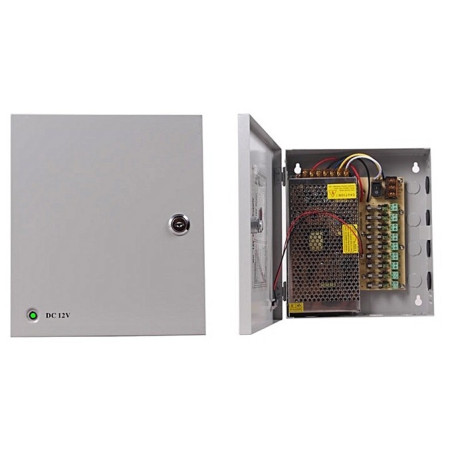 BLOC D'ALIMENTATION POUR CAMERA DE SURVEILLANCE 12V 10A AVEC BOITIER